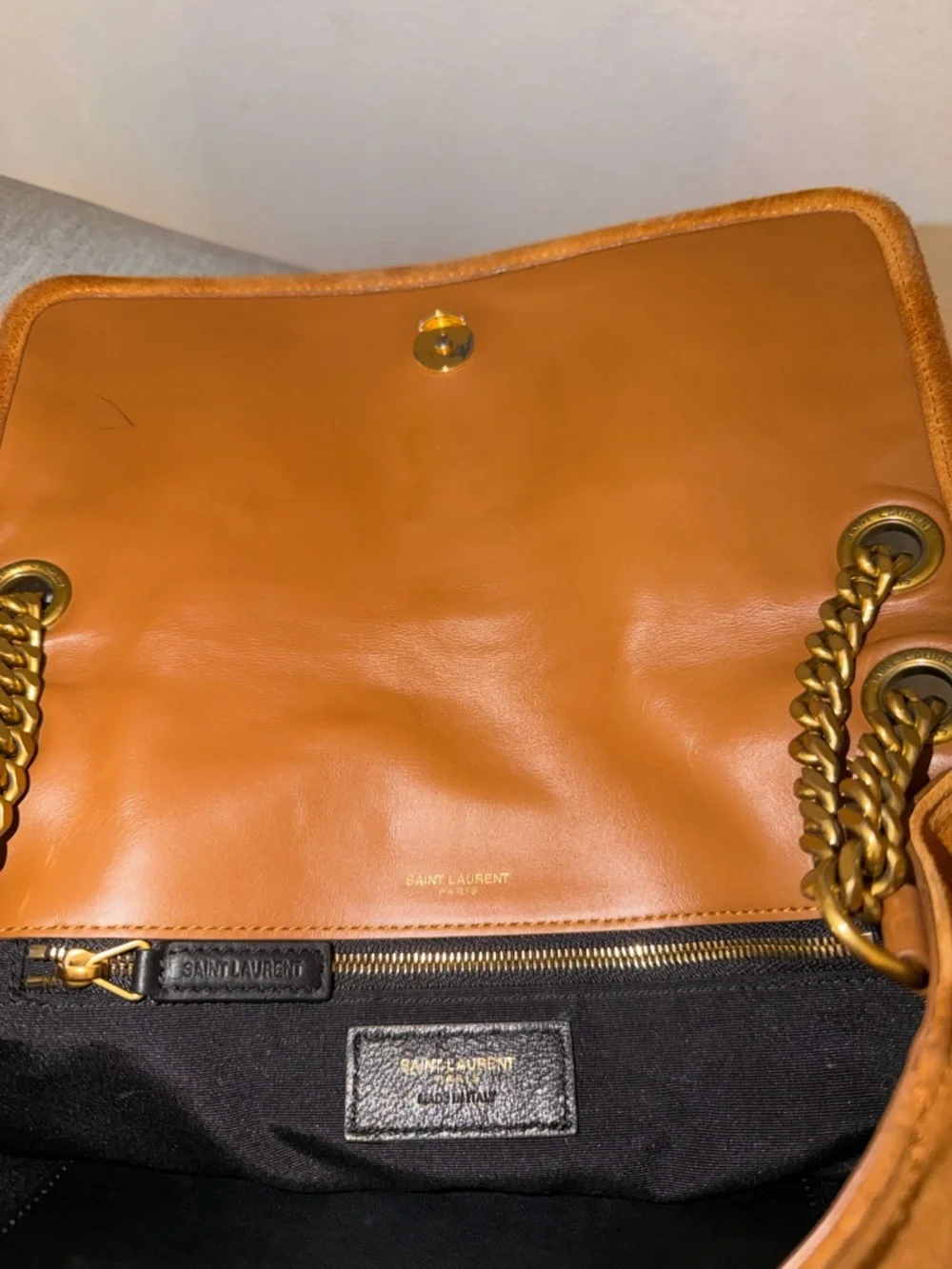 YSL Saint Laurent Cognac/Tan Suede Handbag - Picture 9 of 16